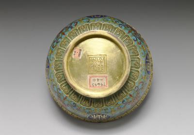 图片[3]-Gilt copper bowl with cloisonne enamel decor and birthday inscriptions “wan shou wu jiang (ten thousand long lives without boundary)”, Qing dynasty (1644-1911)-China Archive